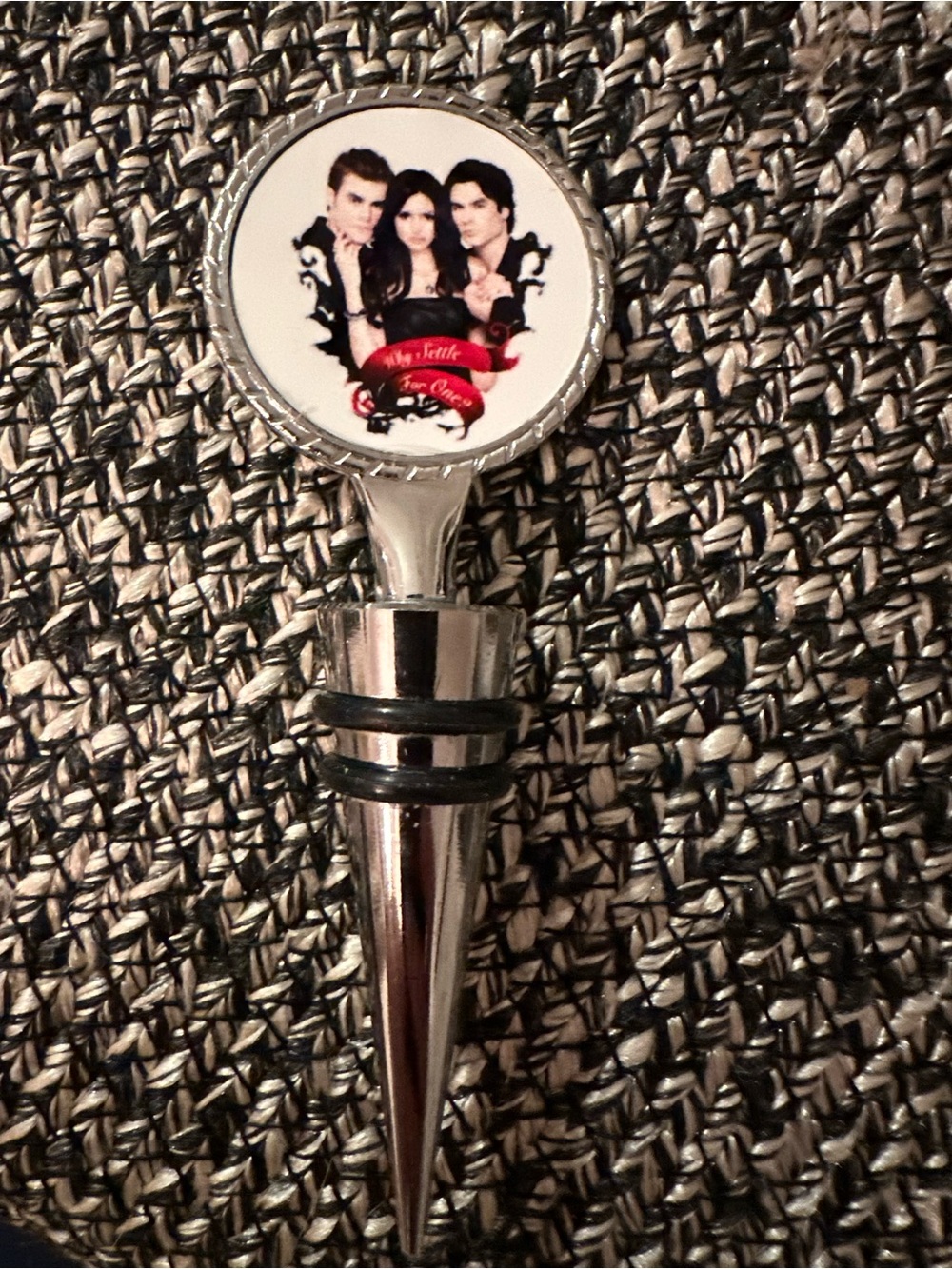 The Vampire Diaries "Why Settle For One?" Metal Wine Bottle Stopper